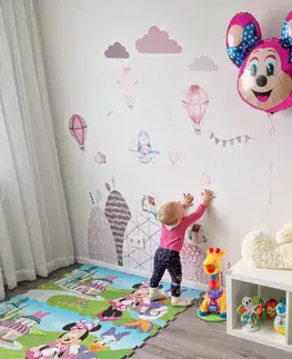 Samolepky na zeď Samolepky na zeď - Kopce a balóny v růžovém