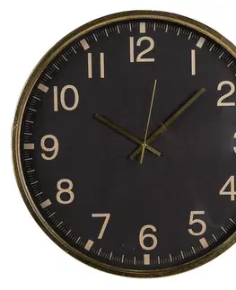 Hodiny Černozlaté antik nástěnné hodiny - Ø 50*5 cm / 1*AA Clayre & Eef 6KL0780