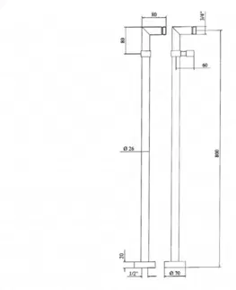 Koupelnové baterie SAPHO Připojení pro instalaci vanové baterie do podlahy (pár), chrom 9881