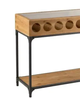 Konferenční stolky Dřevěný konzolový stolek na láhve vína Vine - 120*38*76 cm J-Line by Jolipa 1128