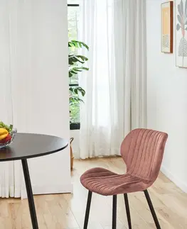 Židle Ak furniture Sametová čalouněná prošívaná židle Apas pudrově růžová