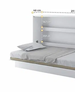 bez úložného prostoru Široká sklápěcí postel ve skříni MONTERASSO, 120x200, bílý mat
