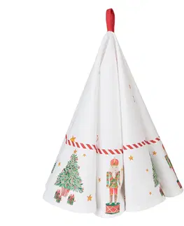 Utěrky Bílá bavlněná kulatá utěrka s louskáčky Happy Little Christmas - Ø 80 cm Clayre & Eef HLC48