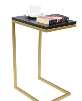 Barové stolky ArtAdrk Příruční stolek SPARK | zlaté nohy Barva: Bílá