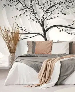 Samolepící tapety Samolepící tapeta moderní černobílý strom na abstraktním pozadí
