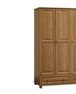 Šatní skříně Skříň 3D BHAGIRA 1, šíře 120 cm, masiv borovice, moření: dub