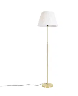 Stojaci lampy Stojací lampa zlatá / mosazná se skládaným odstínem krémová 45 cm - Parte