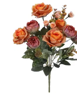 Květiny Růže v pugetu, oranžová, 26 x 36 cm