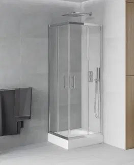 Sprchové vaničky MEXEN/S Rio čtvercový sprchový kout 70 x 70, transparent, chrom + vanička Rio 860-070-070-01-00-4510