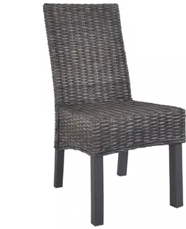 Židle Jídelní židle 6 ks ratan / mangovník Dekorhome Šedá