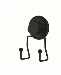 Němý sluha Dvojitý háček do koupelny Compactor Bestlock Black s přísavkou-bez vrtání, nosnost až 6kg