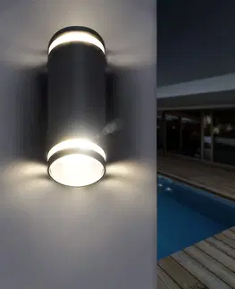 Moderní venkovní nástěnná svítidla Solight LED venkovní nástěnné osvětlení Potenza, 2x GU10, černá WO811