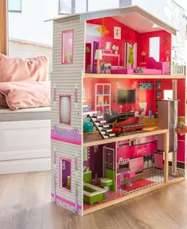 Domečky pro panenky ECOTOYS Dřevěný domek pro panenky Rezidence Malibu Eco Toys