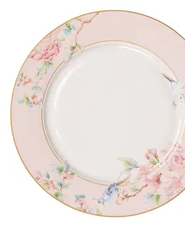 Talíře Porcelánový jídelní talíř s růžovými květy Rosa - Ø 27*2 cm Clayre & Eef 6CEFP0126