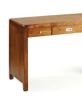 Stylové a luxusní pracovní a psací stoly Estila Koloniální kancelářský stolek Flash z masivního dřeva Mindi v hnědé barvě se třemi zásuvkami 110cm