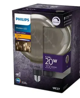 LED žárovky Philips Vintage LED žárovka E27 G200 6,5W 200lm 1800K stmívatelná, smoky