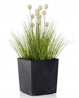 Květináče a truhlíky DekorStyle Květináč Flore 19x19 cm černý beton