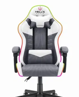 Herní křesla Herní židle HC-1004 LED RGB šedobílá