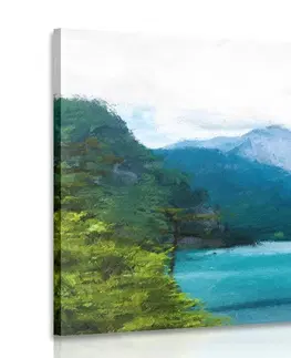 Obrazy přírody a krajiny Obraz malované horské jezero