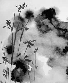 Černobílé tapety Tapeta černobílá malba japonské oblohy