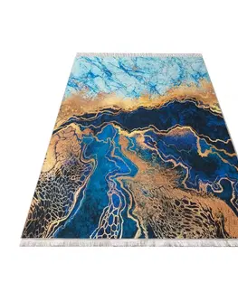 Moderní koberce Protišmykový koberec v modrej farbe s abstraktným vzorom Šířka: 120 cm | Délka: 180 cm