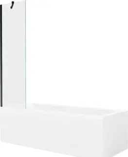 Vany MEXEN/S Cubik obdélníková vana 150 x 70 cm s panelem + vanová zástěna 50 cm, transparent, černá 550315070X9505000070