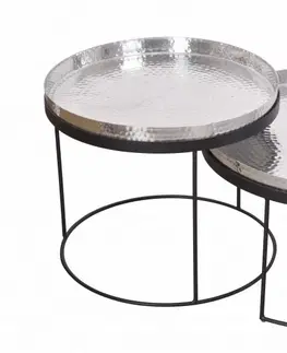 Designové a luxusní konferenční stolky Estila Art-deco set kulatých konferenčních stolků Elements stříbrná 57cm