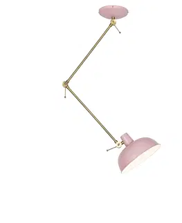 Stropni svitidla Retro stropní svítidlo růžové s bronzem - Milou