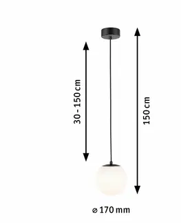 Klasická závěsná svítidla PAULMANN Selection Bathroom LED závěsné svítidlo Gove IP44 9W černá mat/satén