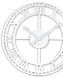 Nástěnné hodiny Kovové bílé nástěnné hodiny vintage 80 cm