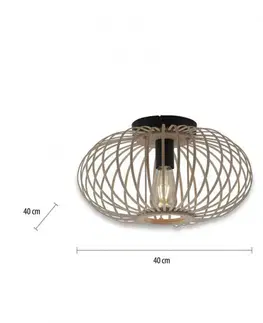 Moderní stropní svítidla LEUCHTEN DIREKT is JUST LIGHT Stropní svítidlo, dřevo, přírodní, oválné, E27, retro, pr. 40cm