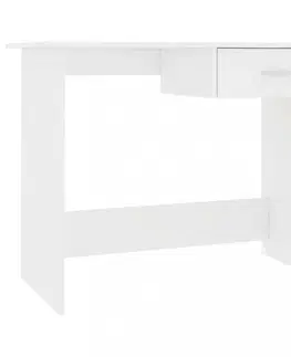 Pracovní stoly Psací stůl se zásuvkou 100x50 cm Dekorhome Bílá lesk