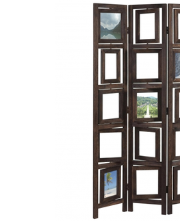 Paravány Paraván s fotografickými okny Dekorhome Hnědá