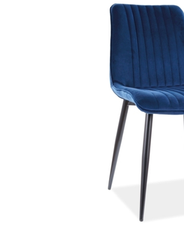 Jídelní sety Jídelní židle KIM OX VELVET Signal Tmavě modrá