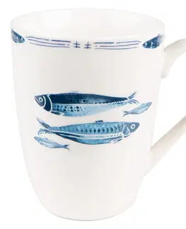 Hrnky a šálky Porcelánový hrnek s rybkami  Fish Blue - 12*9*11 cm / 330 ml Clayre & Eef FIBMU