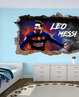 Pohádkové postavičky Nálepka na zeď 3D Lionel Messi 120x72 cm