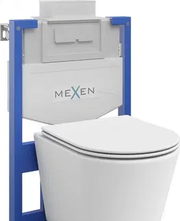 WC sedátka MEXEN/S WC předstěnová instalační sada Fenix XS-U s mísou WC Rico + sedátko softclose,  bílá mat 68530724001