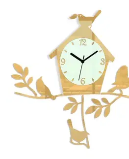 Nalepovací hodiny ModernClock Nástěnné hodiny Birds zlaté