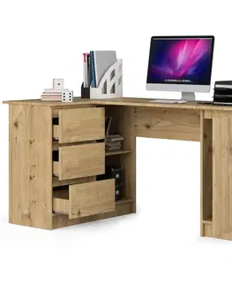 Psací stoly Ak furniture Rohový psací stůl B20 155 cm levý dub artisan