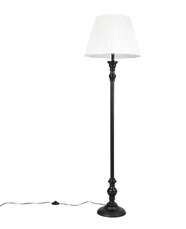 Stojaci lampy Stojací lampa černá s skládaným odstínem bílá 45 cm - Classico