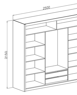 Šatní skříně Šatní skříň s posuvnými dveřmi TURITI, bílá/černá