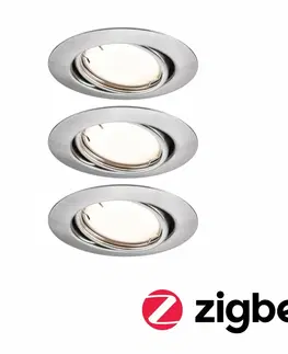 Chytré osvětlení PAULMANN LED vestavné svítidlo Smart Home Zigbee Base Coin základní sada výklopné kruhové 90mm 20° 3x4,9W 230V stmívatelné 3000K kov kartáčovaný 924.64