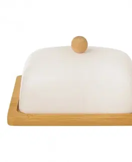 Dózy na potraviny Orion Porcelánová máslenka bambus WHITELINE, 16,5 x 12,5 cm