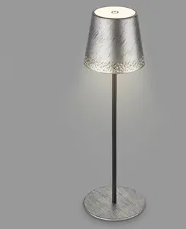Venkovní osvětlení terasy Briloner LED stolní lampa Kiki s baterií 3000K stříbrná