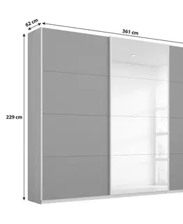 Šatní skříně s posuvnými dvěřmi Skříň s posuvnými dveřmi Miami, Š/v/h:cca 361/229/62cm
