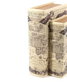 Různé luxusní dekorace a doplňky Estila Vintage ekorativní kožená kniha s motivem mapy Philipa Eckebrechta v bílé barvě 27cm