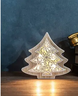 Interiérové dekorace Solight LED vánoční stromek, dřevěný dekor, 6LED, teplá bílá, 2x AAA 1V45-T