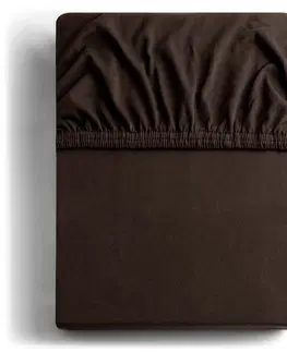 Prostěradla Bavlněné jersey prostěradlo s gumou DecoKing Nephrite čokoládové, velikost 140-160x200+30