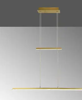 Závěsná světla FISCHER & HONSEL Závěsné svítidlo LED Tenso, mosazná barva, délka 100 cm, CCT