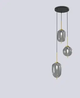 Designová závěsná svítidla WOFI Závěsné svítidlo Belleville 3x E14 černá + zlatá 5007-302
